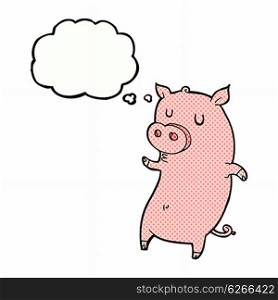funny cartoon pig with thought bubble