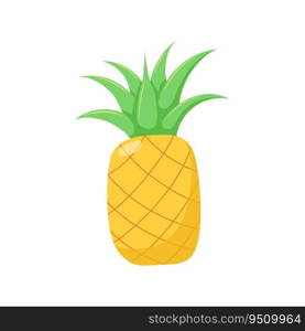 Funny cartoon pineapple. Cute fruit. Vector food illustration isolated on white background.