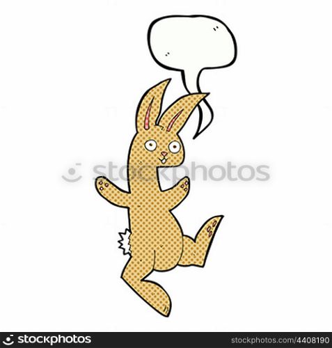 funny cartoon rabbit with speech bubble