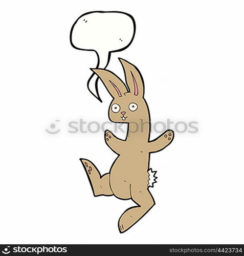 funny cartoon rabbit with speech bubble