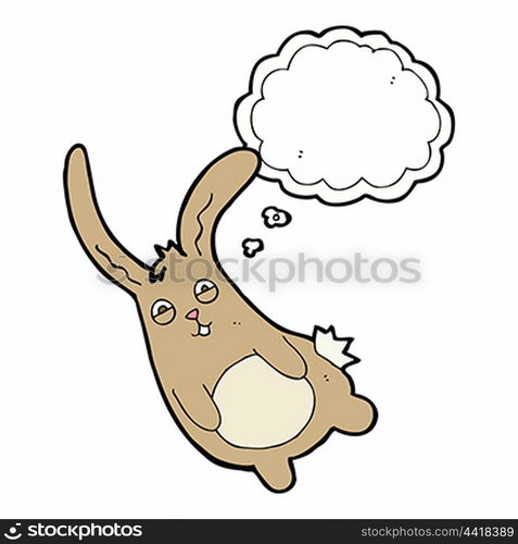 funny cartoon rabbit with thought bubble