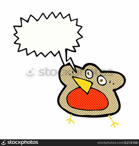 funny cartoon robin with speech bubble