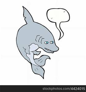 funny cartoon shark with speech bubble