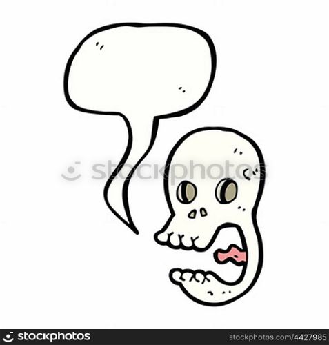 funny cartoon skull with speech bubble