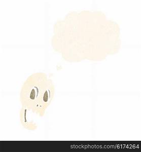 funny cartoon skull with thought bubble