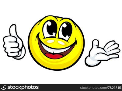 Funny cartoon smile makes good or ok gesture