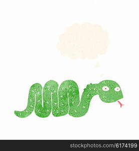 funny cartoon snake with thought bubble