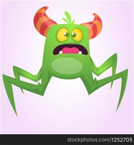 Funny cartoon spider monster. Vector illustration for Halloween design