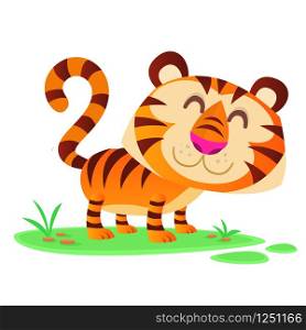 Funny cartoon tiger vector illustration