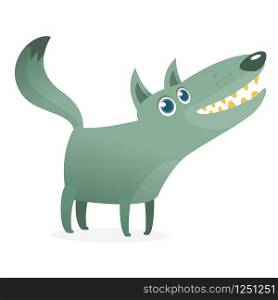 Funny cartoon wolf. Vector illustration