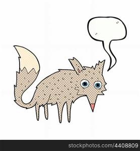 funny cartoon wolf with speech bubble