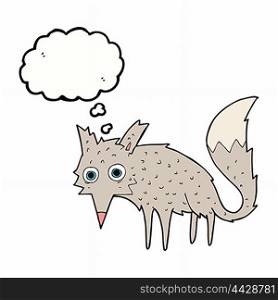funny cartoon wolf with thought bubble