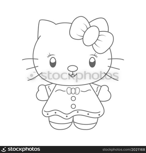 Funny cat. An empty outline for coloring books, scrapbooking, child development and creative design. Linear style.