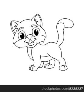 Funny cat cartoon characters vector illustration. For kids coloring book.