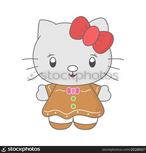 Funny cat. Color filled contour for children&rsquo;s development, creative design and congratulations. Linear style.