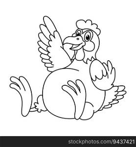 Funny chicken cartoon vector coloring page