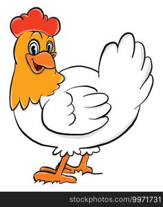 Funny chicken, illustration, vector on white background