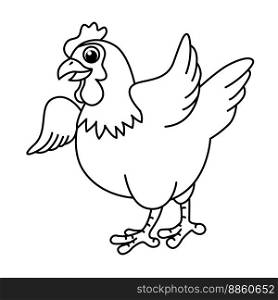 Funny chickens cartoon characters vector illustration. For kids coloring book.