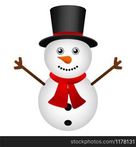 Funny christmas snowman in hat isolated on white background. Funny christmas snowman in hat isolated on white