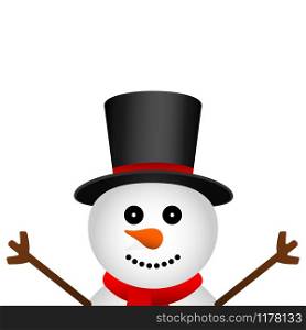 Funny christmas snowman in hat isolated on white background. Funny christmas snowman in hat isolated on white
