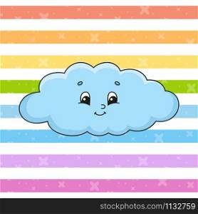 Funny cloud. Colorful vector illustration. Cartoon style. Isolated on color background. Design element. Template for your design.