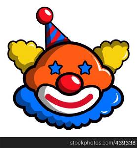 Funny clown head icon. Cartoon illustration of funny clown head vector icon for web. Funny clown head icon, cartoon style