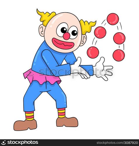 funny clown performing juggling ball
