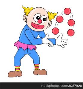 funny clown performing juggling ball