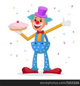 Funny Clown Vector. Decorative Icon. Trick Costume. Circus Show. Cartoon Character Illustration. Circus Clown Vector. Performance For Hilarious Laughing People. Isolated On White Cartoon Character Illustration