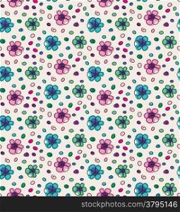 Funny colorful vector seamless pattern with abstract flowers