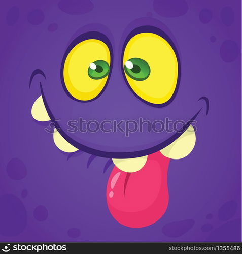 Funny cool cartoon monster face avatar. Vector Halloween monster character