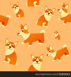 Funny corgi dog pattern. Cartoon illustration of funny corgi dog vector pattern for web design. Funny corgi dog pattern, cartoon style