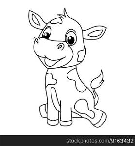 Funny cow cartoon characters vector illustration. For kids coloring book.