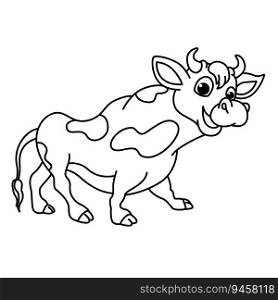 Funny cow cartoon vector coloring page