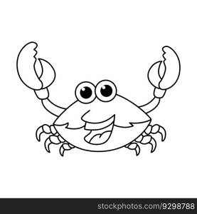 Funny crab cartoon characters vector illustration. For kids coloring book.