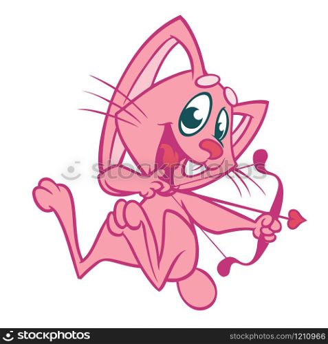 Funny cupid with bow and arrow. Illustration of a Valentine&rsquo;s Day. Vector. Isolated on white