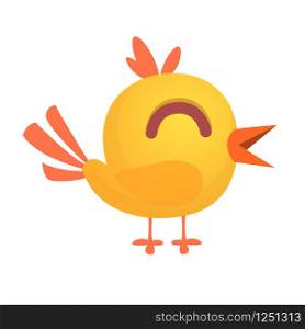 Funny cute bird cartoon. Vector illustration of forest baby bird. Bird flat icon design