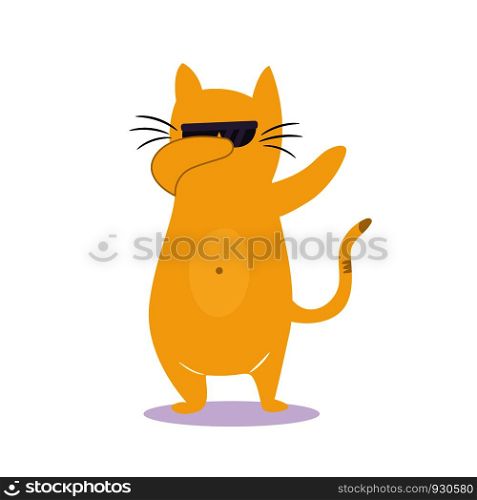 Funny dabbing cat in sunglasses. Vector illustration. Character design. Pet collection. Funny dabbing cat in sunglasses