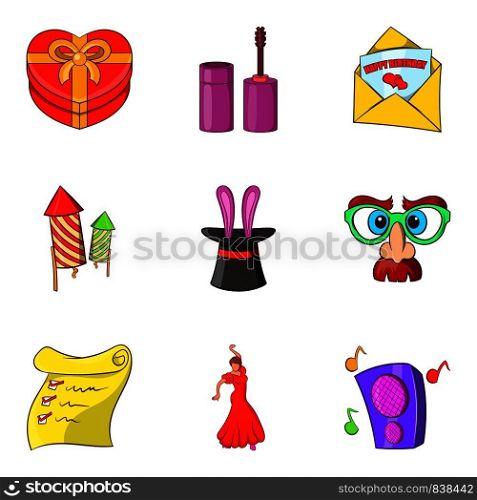 Funny days icons set. Cartoon set of 9 funny days vector icons for web isolated on white background. Funny days icons set, cartoon style
