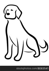Funny dog black outline isolated on the white background, stylized cartoon vector illustration
