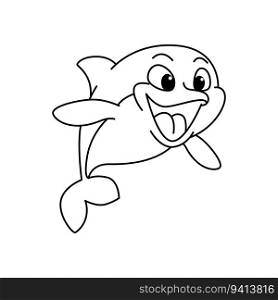Funny dolphin cartoon coloring page