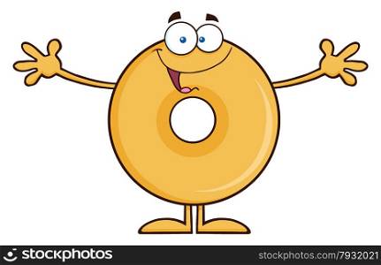 Funny Donut Cartoon Character Wanting A Hug