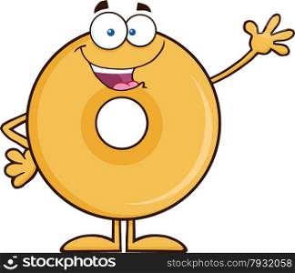 Funny Donut Cartoon Character Waving