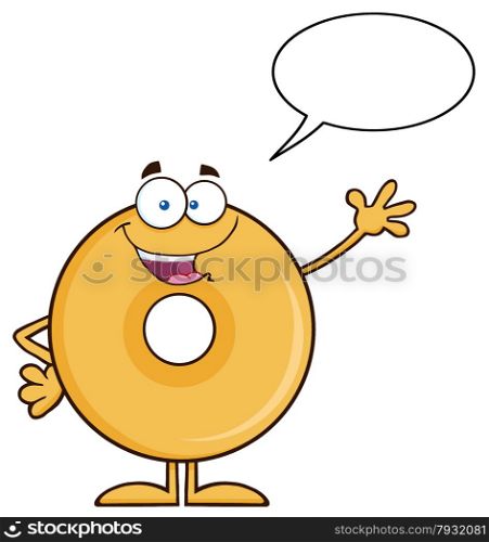 Funny Donut Cartoon Character Waving