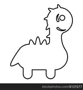 Funny dragon cute character dinosaur dino contour outline line icon black color vector illustration image thin flat style simple. Funny dragon cute character dinosaur dino contour outline line icon black color vector illustration image thin flat style