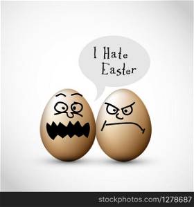 Funny easter eggs with a speech bubble