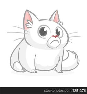Funny fat cat cartoon. Vector illustration