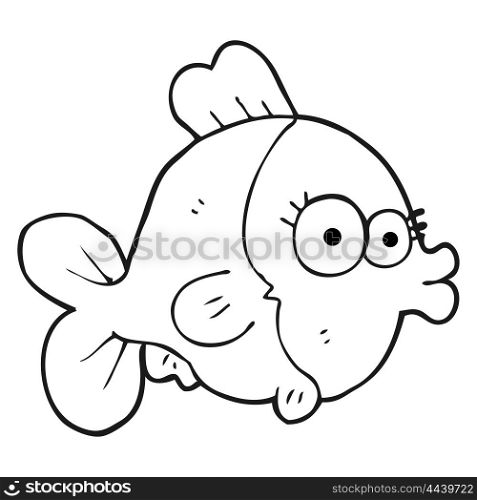 funny freehand drawn black and white cartoon fish
