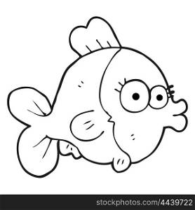 funny freehand drawn black and white cartoon fish