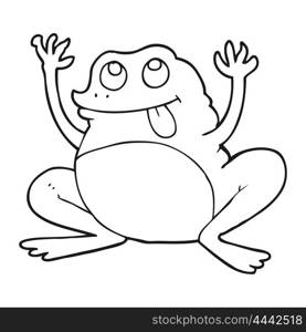 funny freehand drawn black and white cartoon frog